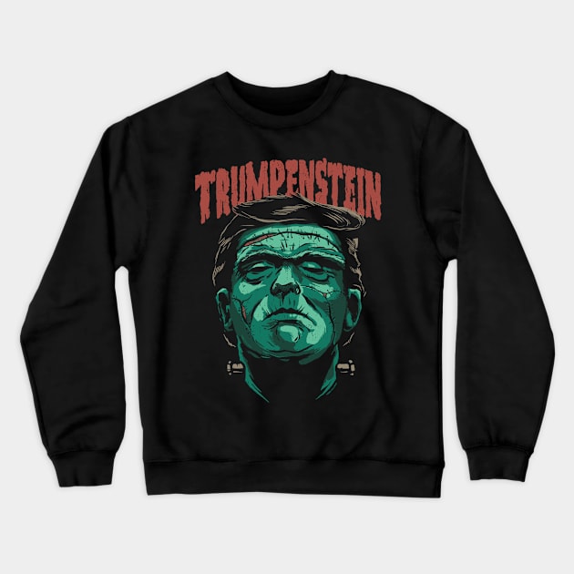 Trumpenstein: Funny Halloween Trump + Frankenstein Crewneck Sweatshirt by vo_maria